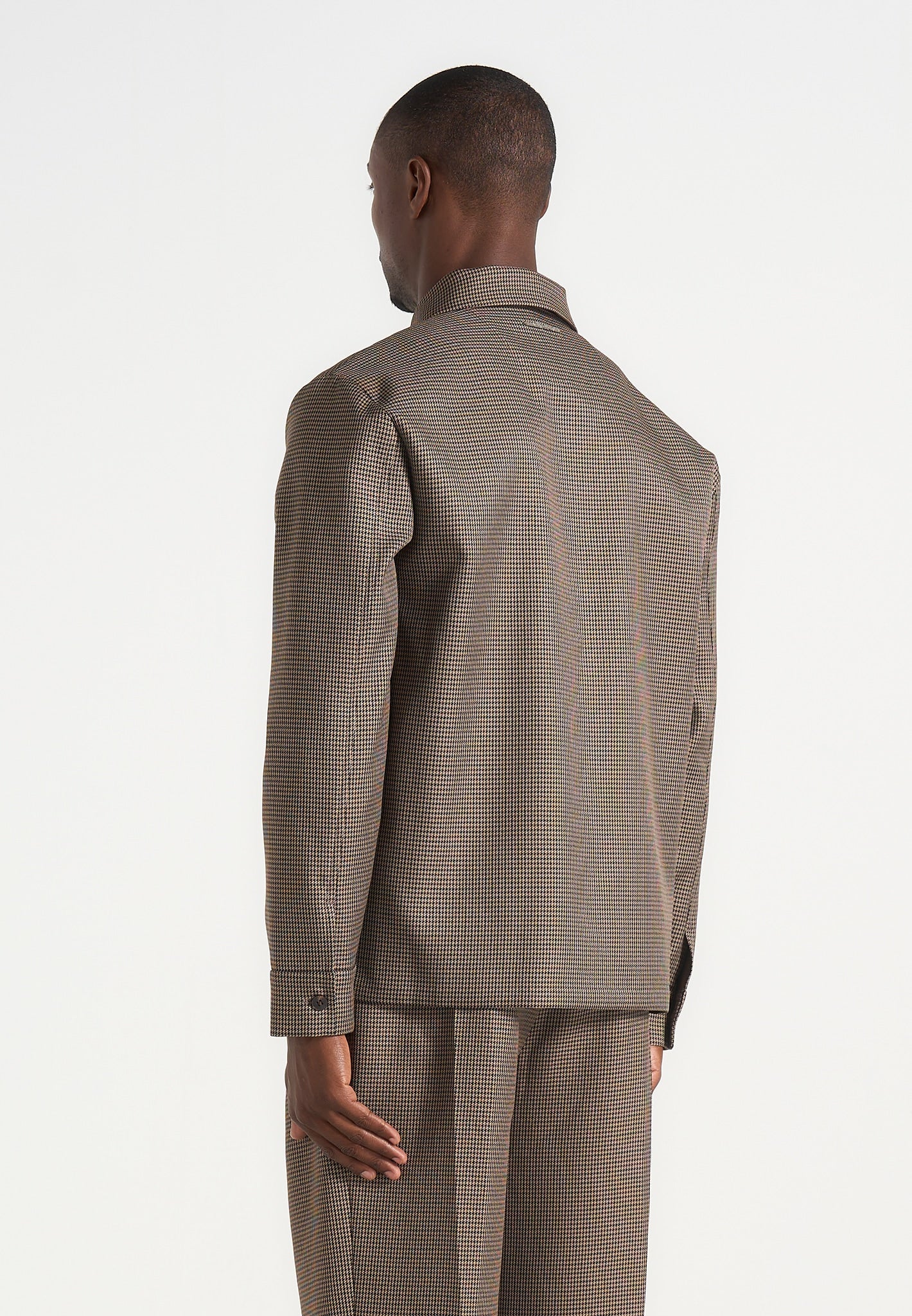 Leo - Houndstooth Overshirt - Brown