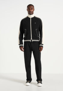 Tristan - Contrast Whipstitch Raglan Track Jacket - Black