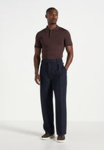 Dorian - Pinstripe Wool Pleated Pants - Navy