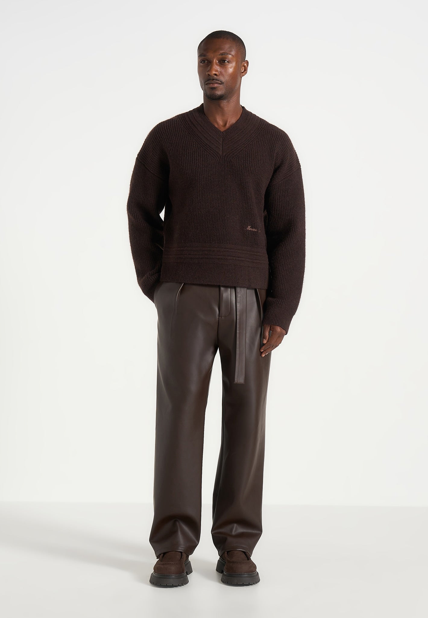 serge-relaxed-fit-leather-pleated-trousers-brown