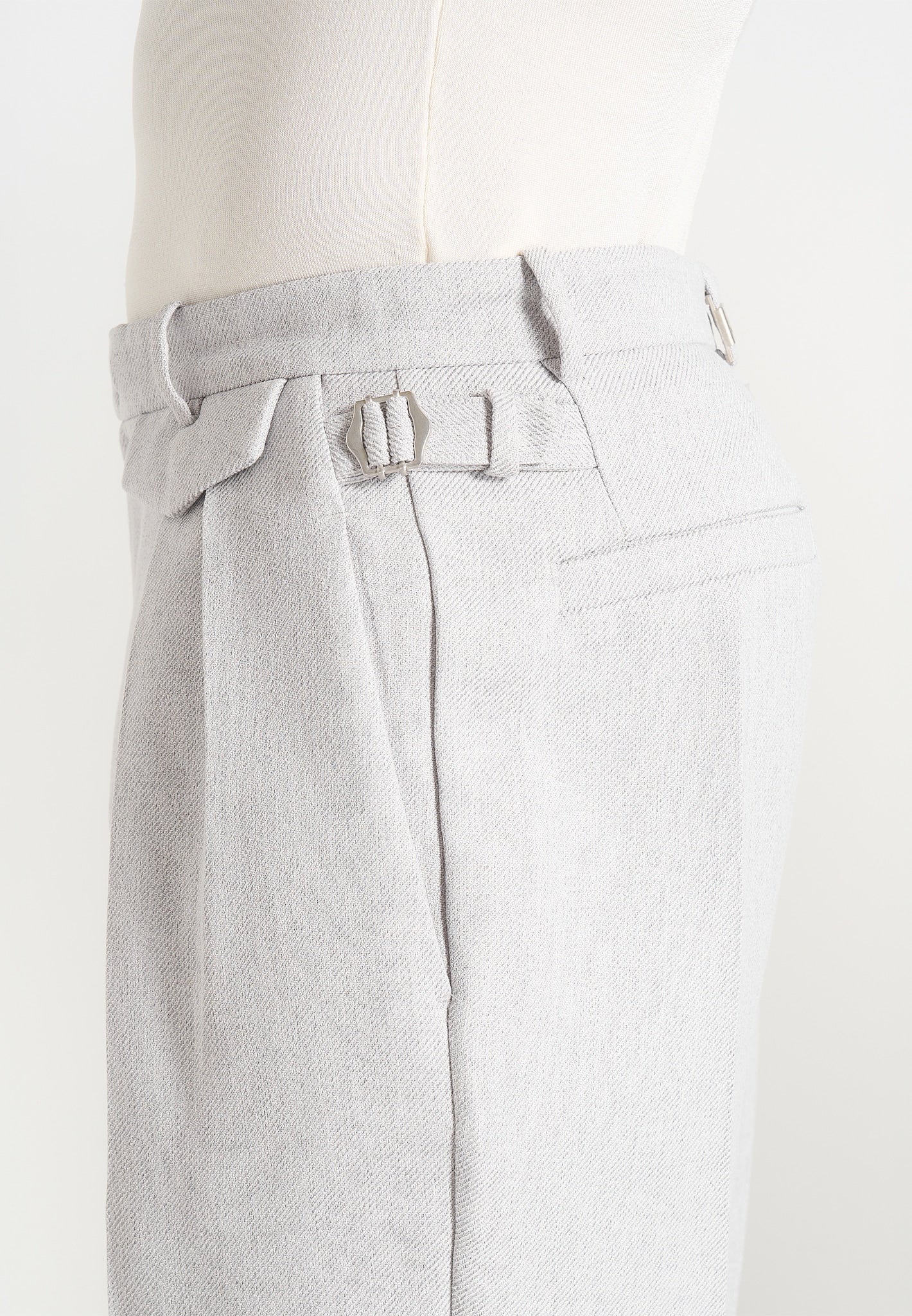 Pierre - Twin Pleat Tailored Pants - Light Grey