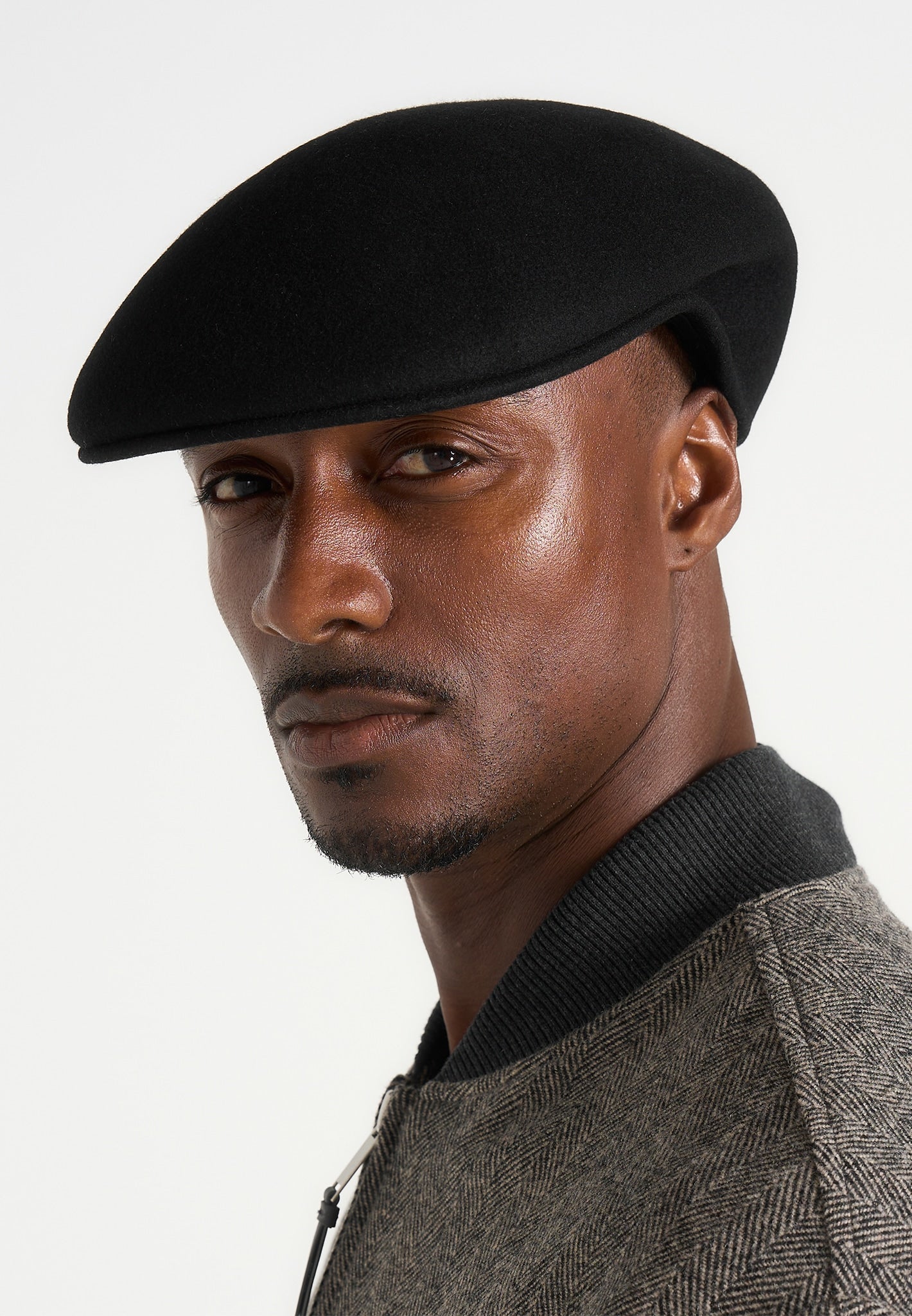 Amos - Wool Flat Cap - Black
