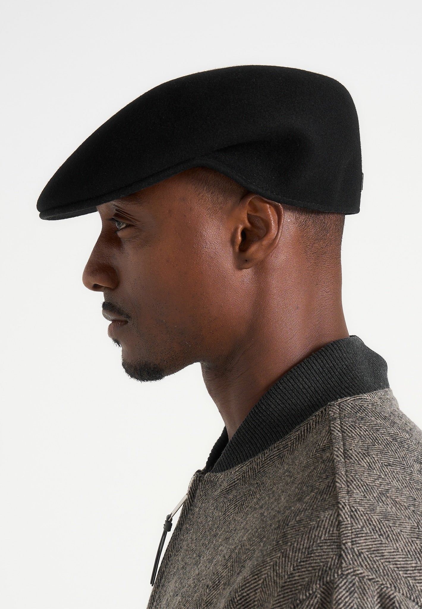 Amos - Wool Flat Cap - Black