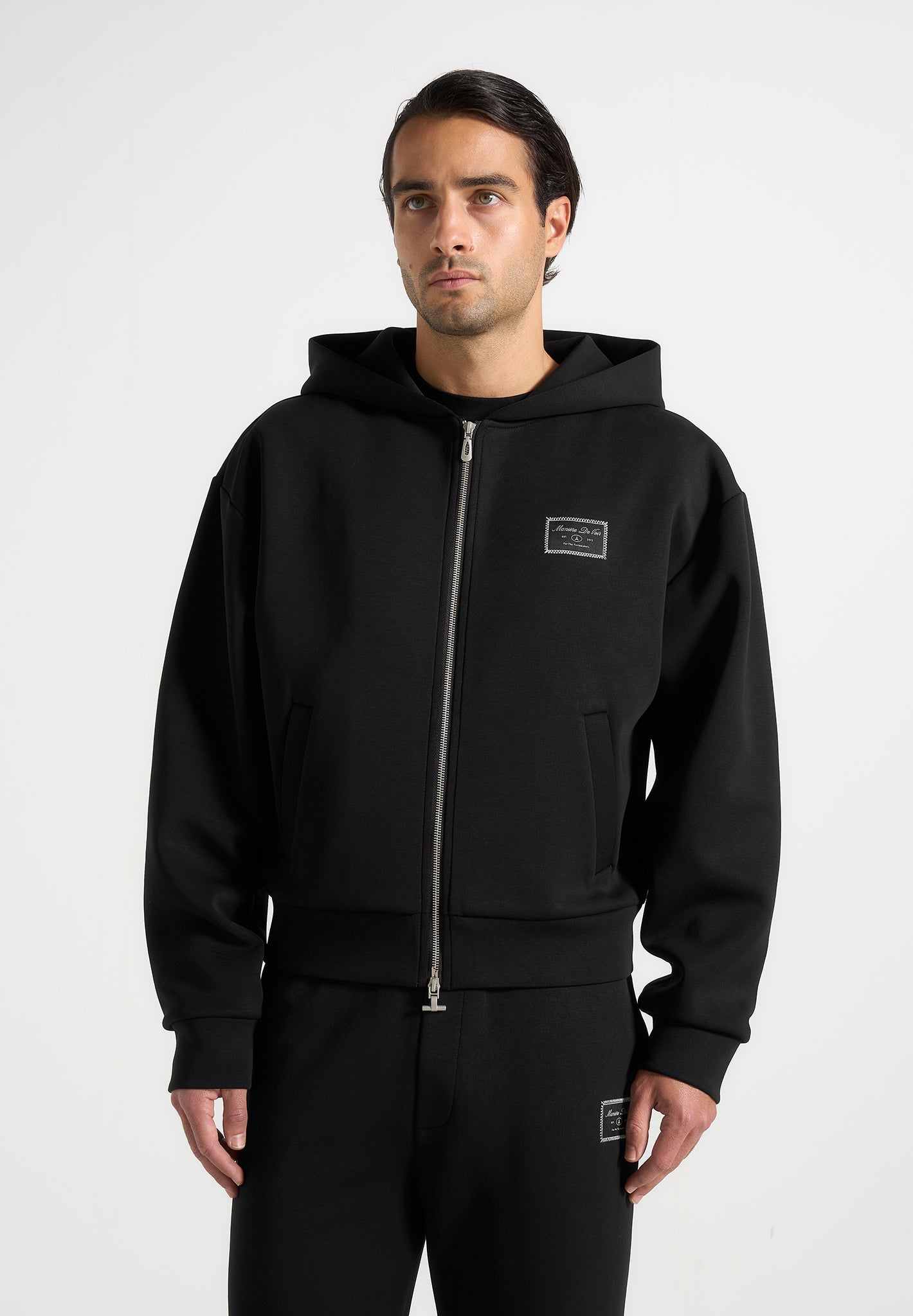 ray-unisex-neoprene-cropped-zip-hoodie-black 