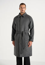 Alfie - Reversible Belted Wool-Blend Car Coat - Grey / Black