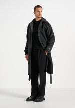 Alfie - Reversible Belted Wool-Blend Car Coat - Grey / Black