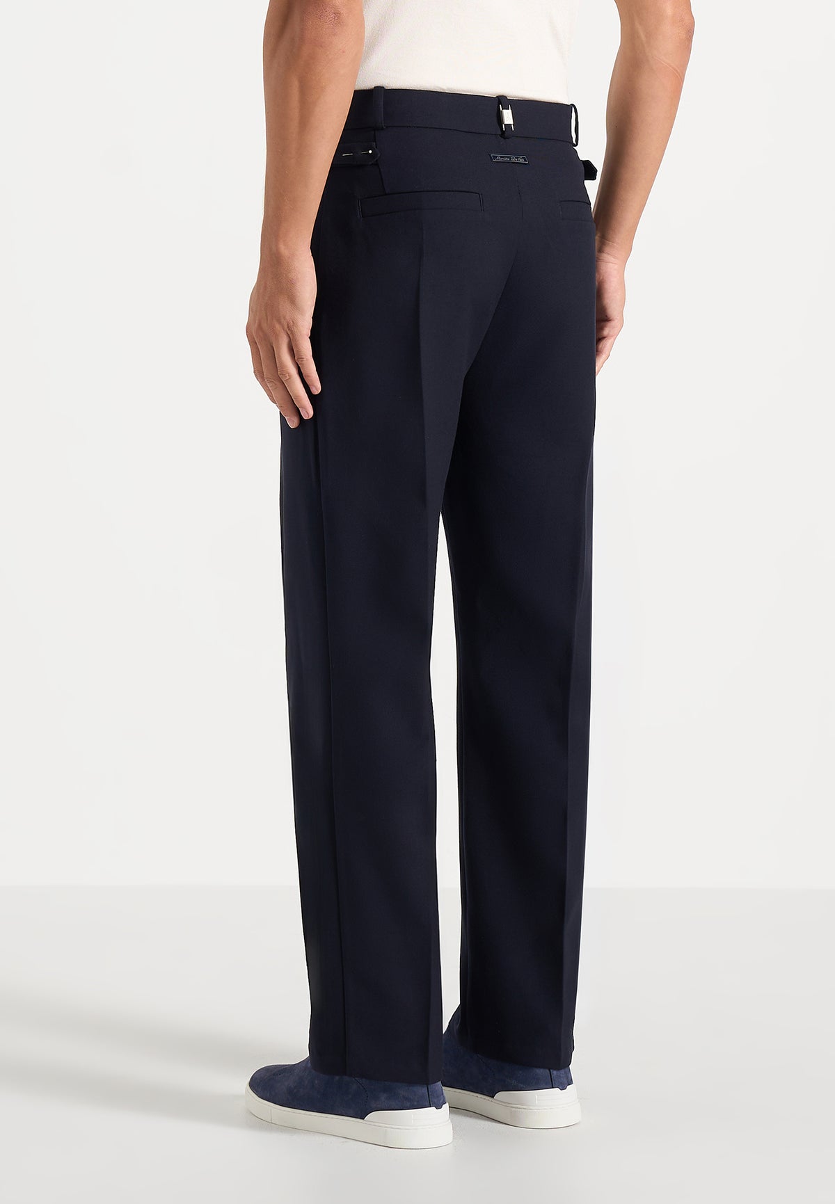 Pierre - Twin Pleat Tailored Wool-Blend Pants - Dark Navy