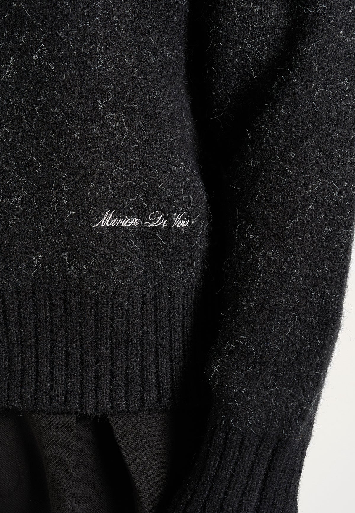Kamil - Art Slogan Speckled Brushed Wool-Blend Knit Sweater - Black