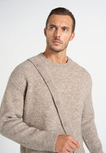 Theo - Asymmetric Brushed Wool-Blend Knit Sweater - Taupe