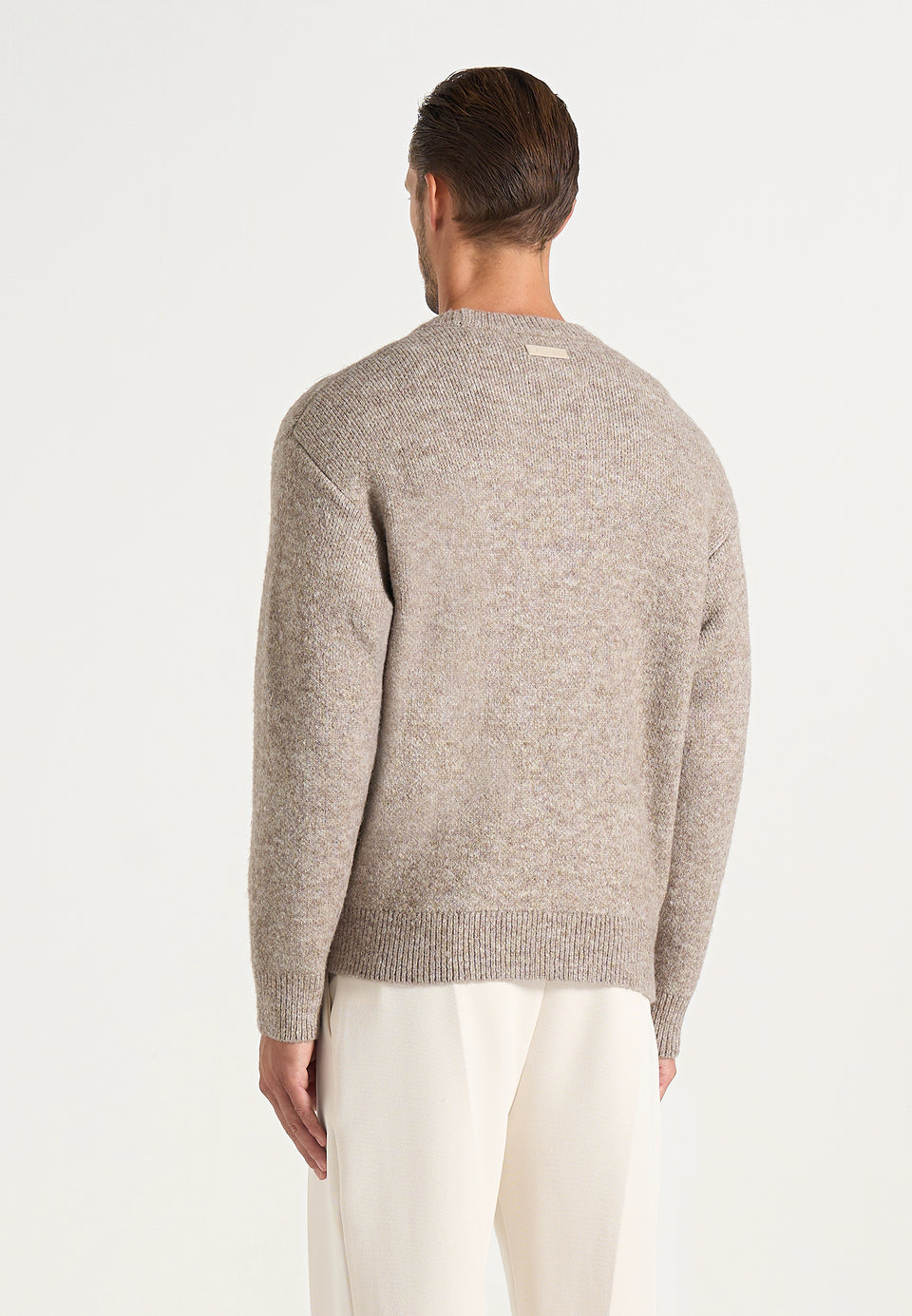 Theo - Asymmetric Brushed Wool-Blend Knit Sweater - Taupe