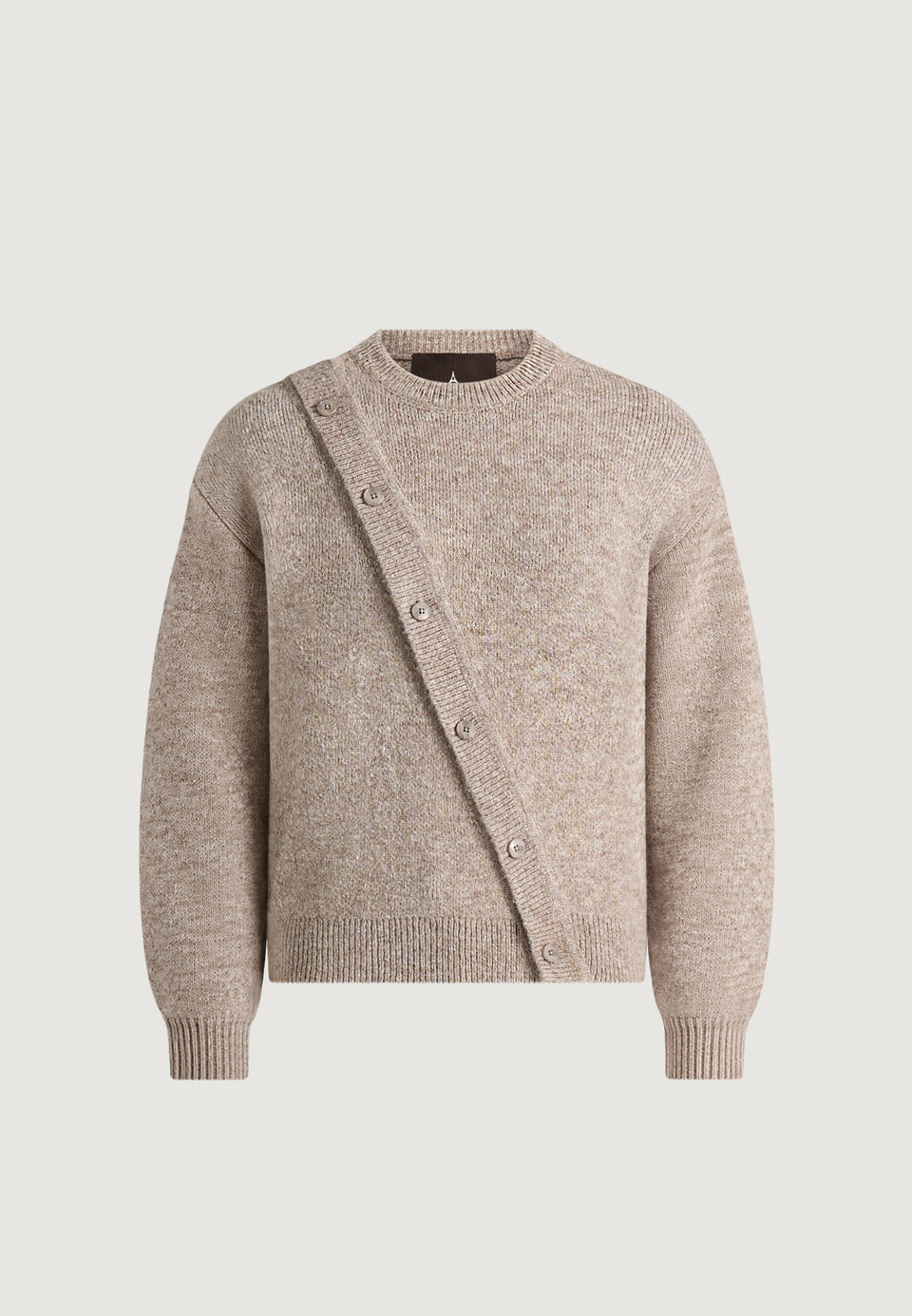 Theo - Asymmetric Brushed Wool-Blend Knit Sweater - Taupe
