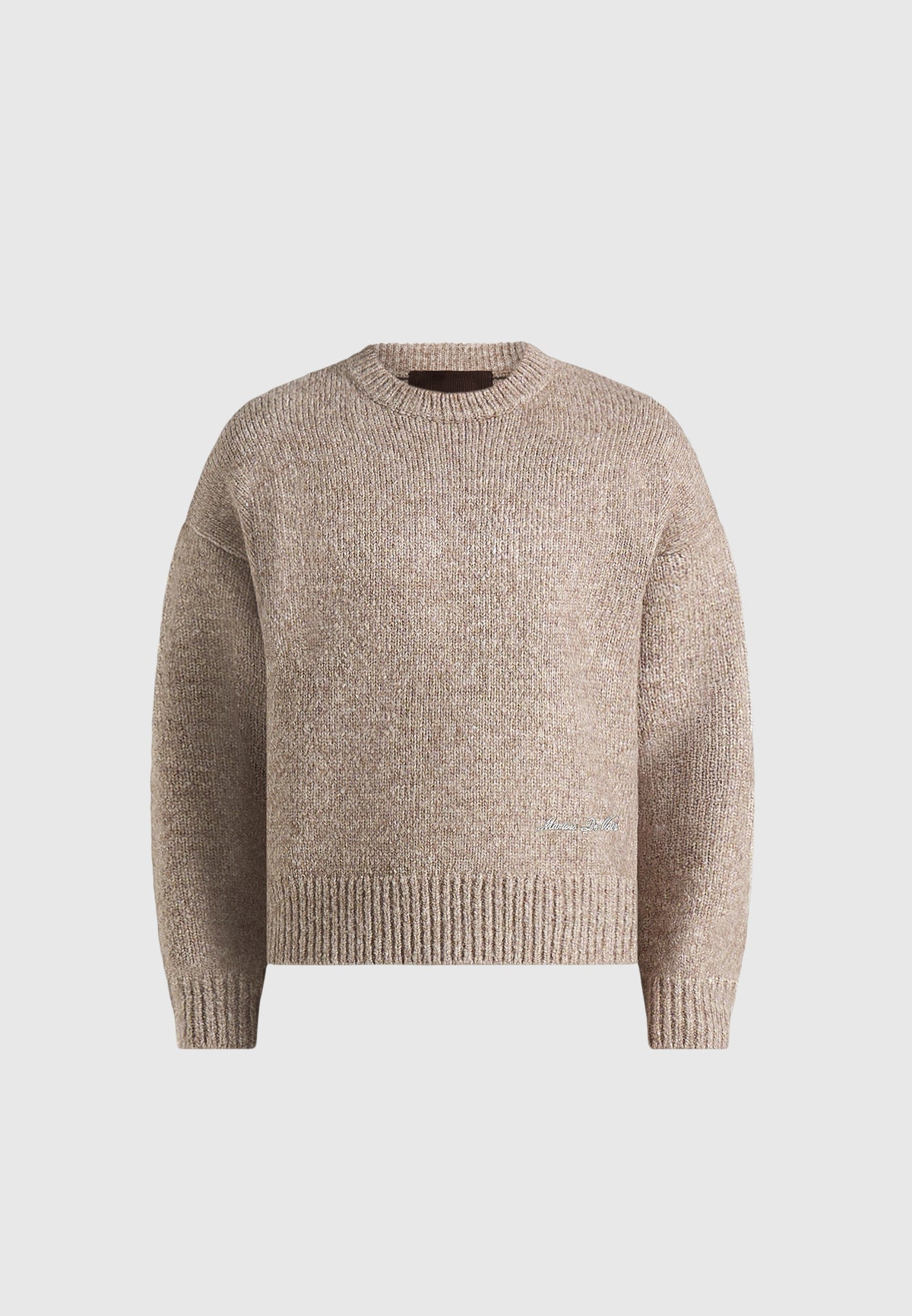 KW001 - Brushed Wool-Blend Knit Signature Sweater - Beige