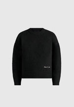 KW001 - Brushed Wool-Blend Knit Signature Sweater - Black