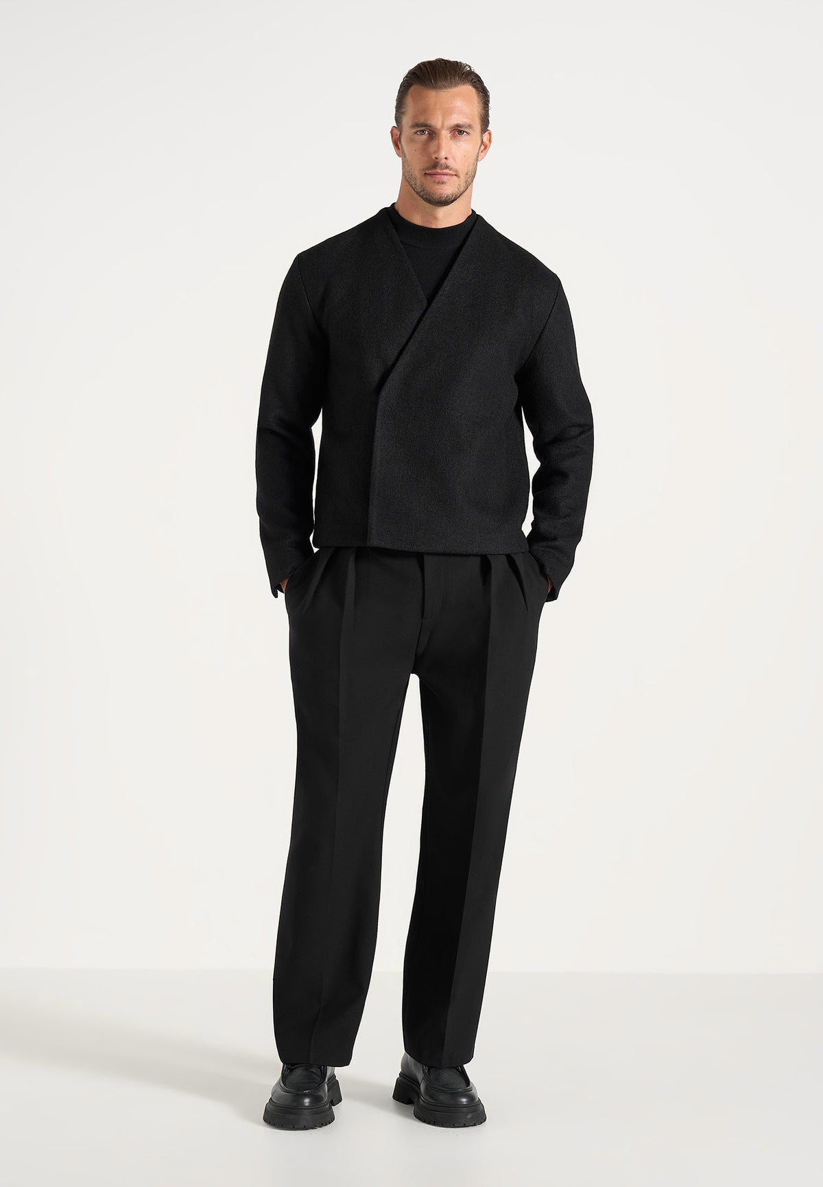 Loris - Kimono Minimal Wool-Blend Jacket - Black