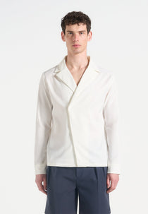 Alban - Satin Double Breasted Shirt - White