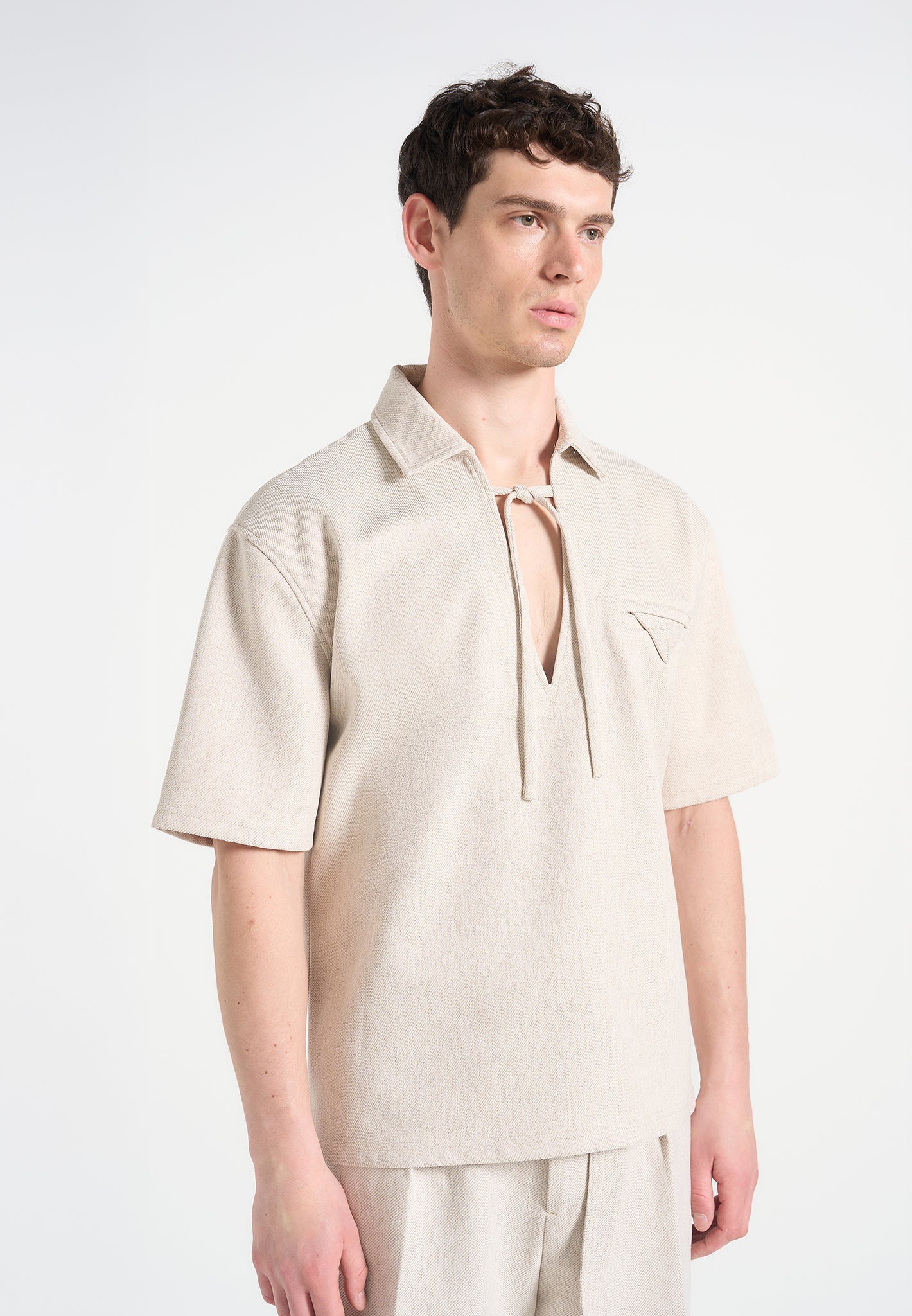 open-collar-textured-drawstring-shirt-cream