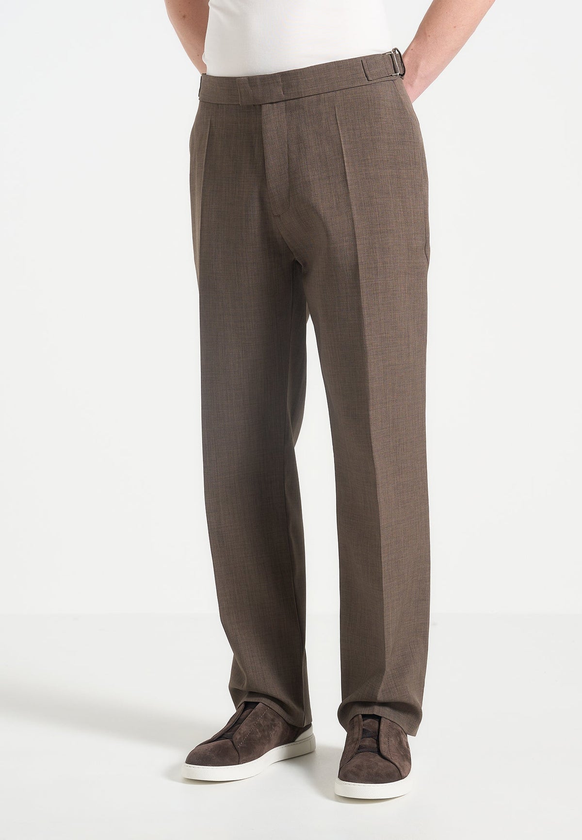 Joseph - Regular Fit Hatched Tailored Pants - Light Brown