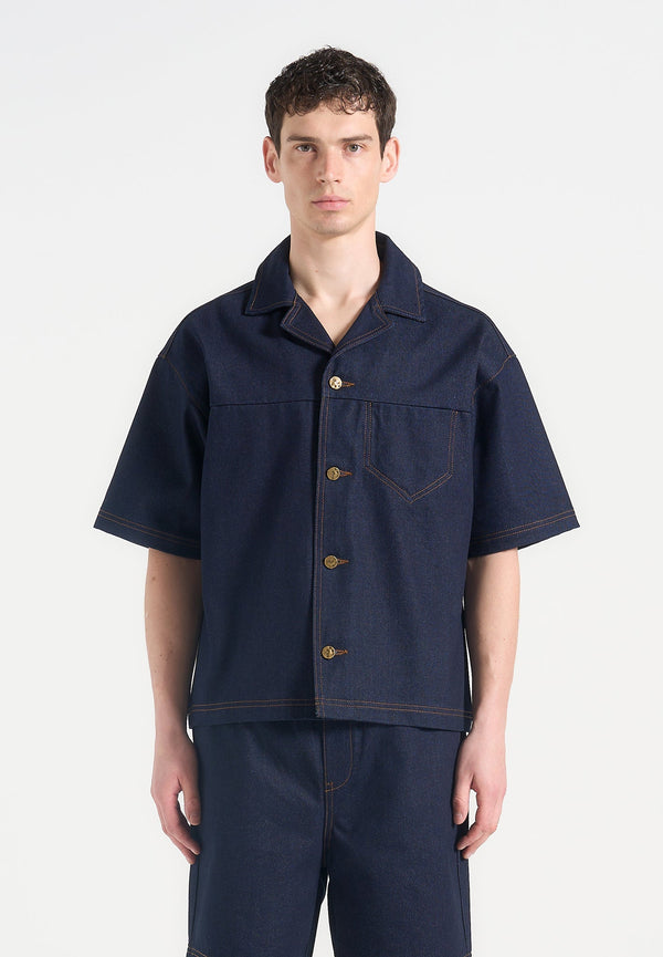 Carl - Boxy Denim Revere Shirt - Indigo