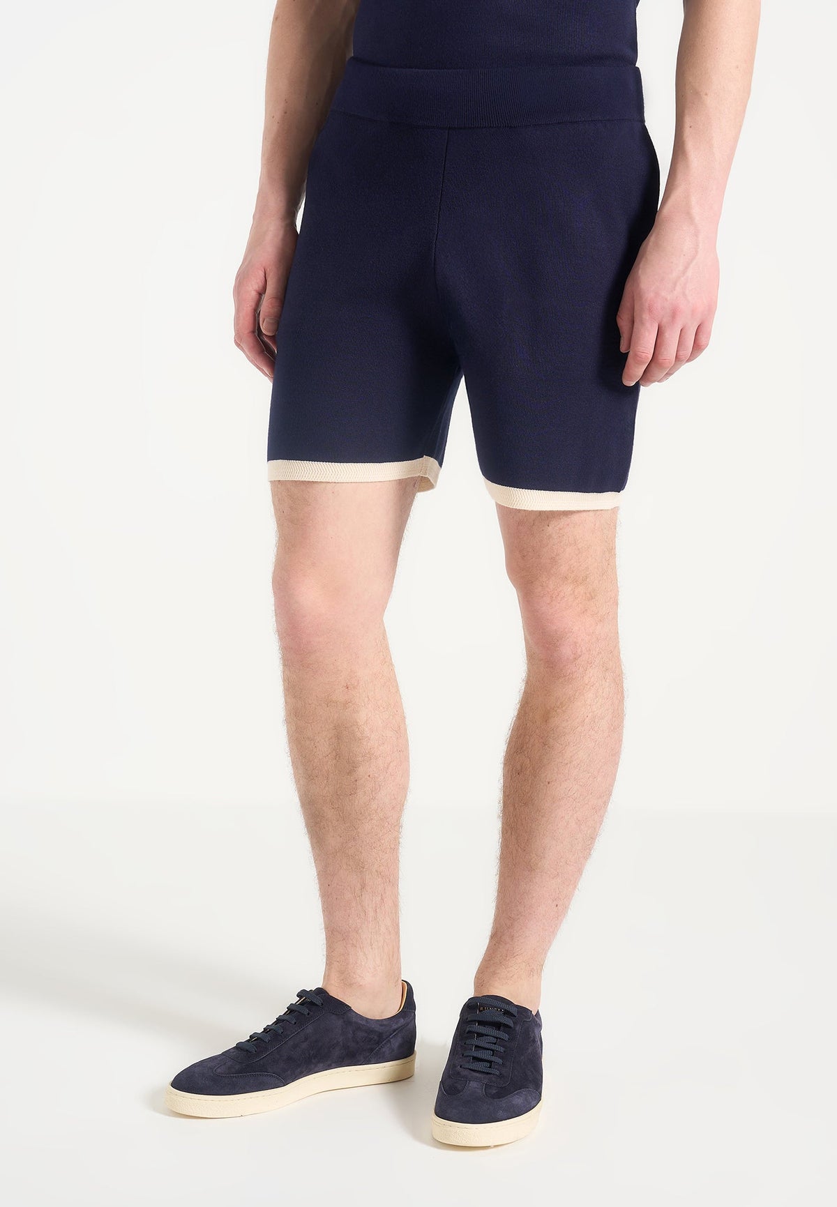 Regis - Contrast Detail Knit Shorts - Navy