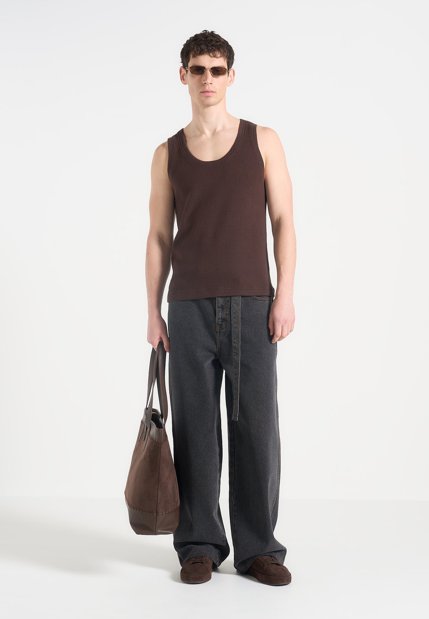 ribbed-cotton-vest-dark-brown 