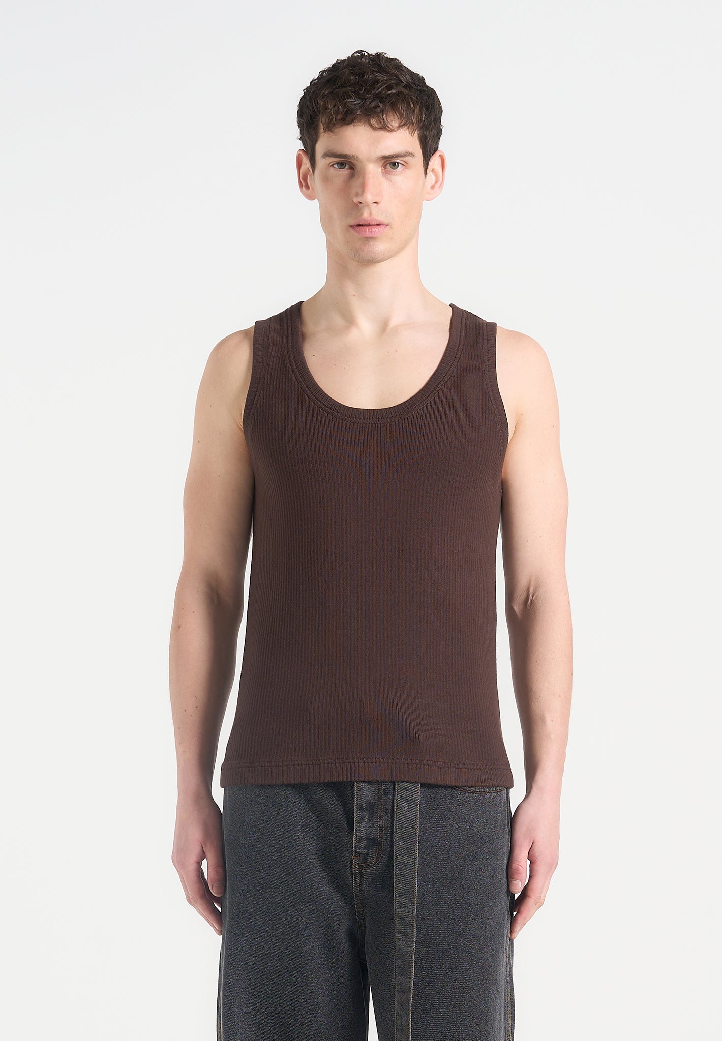 ribbed-cotton-vest-dark-brown 