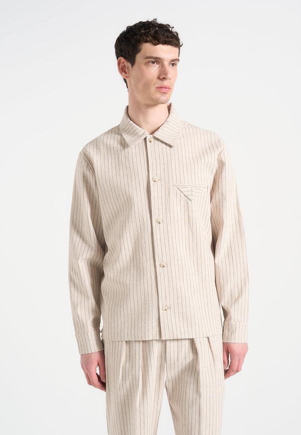 Leo - Pinstripe Overshirt - Beige