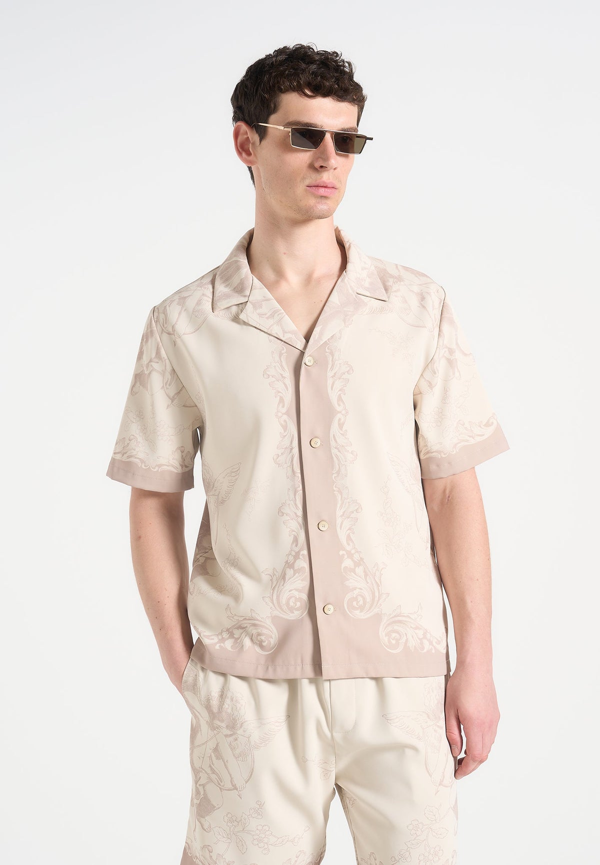 Marc - Signature Baroque Resort Shirt - Cream/Beige