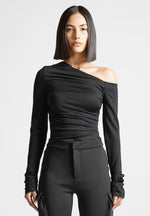 neoprene-gathered-bodysuit-black