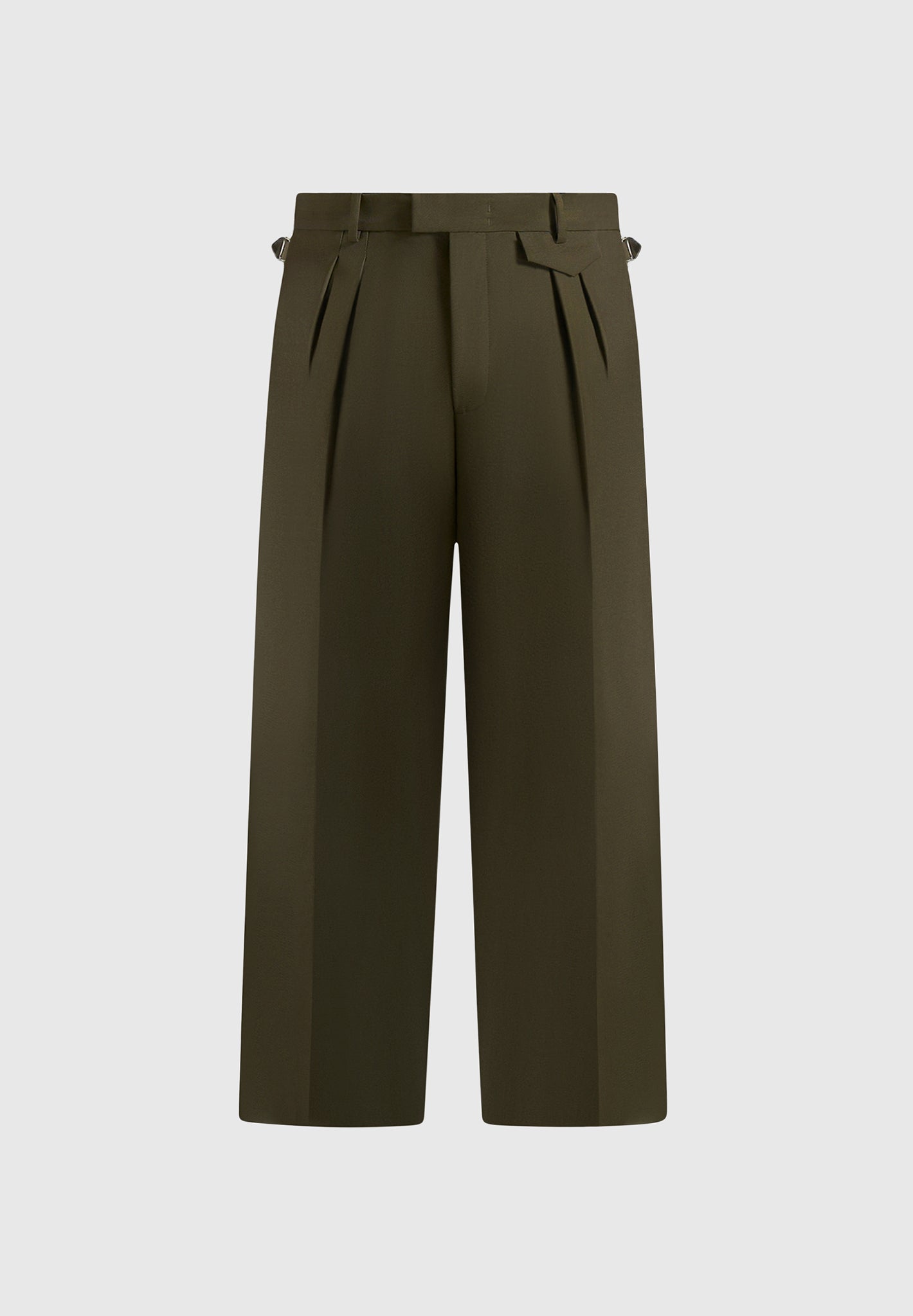 Pierre - Twin Pleat Tailored Trousers - Olive
