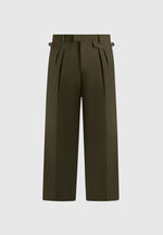 Pierre - Twin Pleat Tailored Trousers - Olive