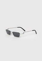 Sacha - Rectangular Frameless Sunglasses - Silver