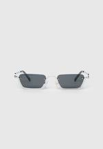 Sacha - Rectangular Frameless Sunglasses - Silver