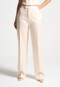Bella - Satin Tailored Trousers - Champagne