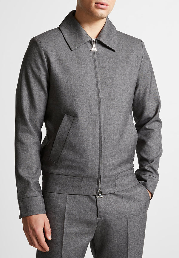 Roger - Tailored Harrington Jacket - Grey