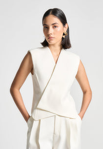 L⁠aurence - Tailored Wrap Suit Vest - Cream