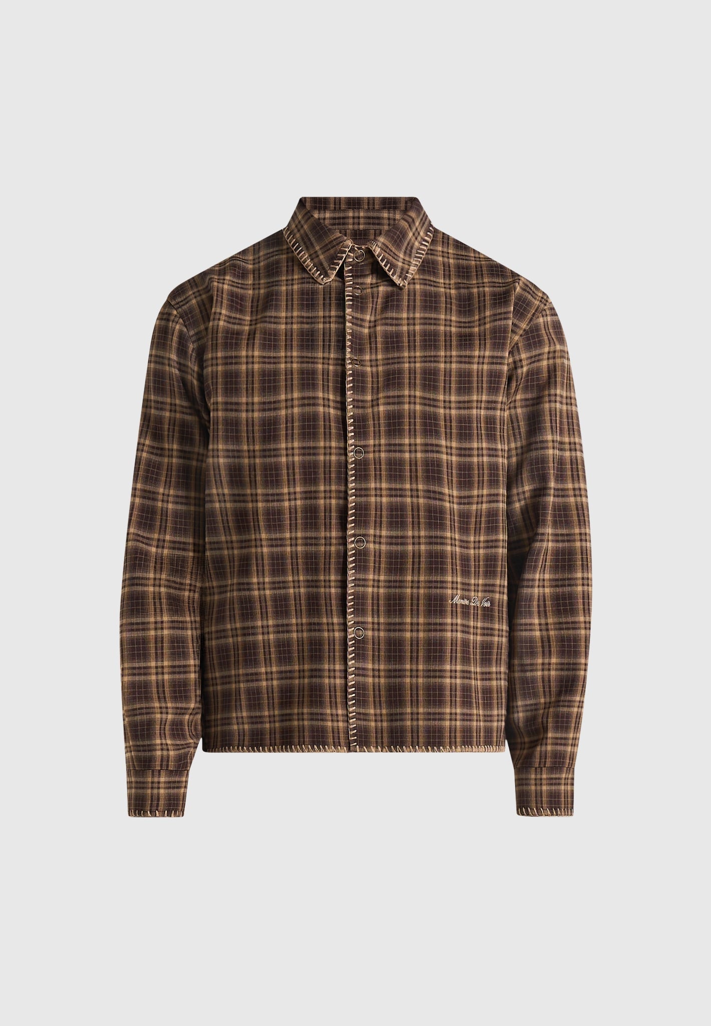 blake-unisex-whipstitch-check-shirt-brown