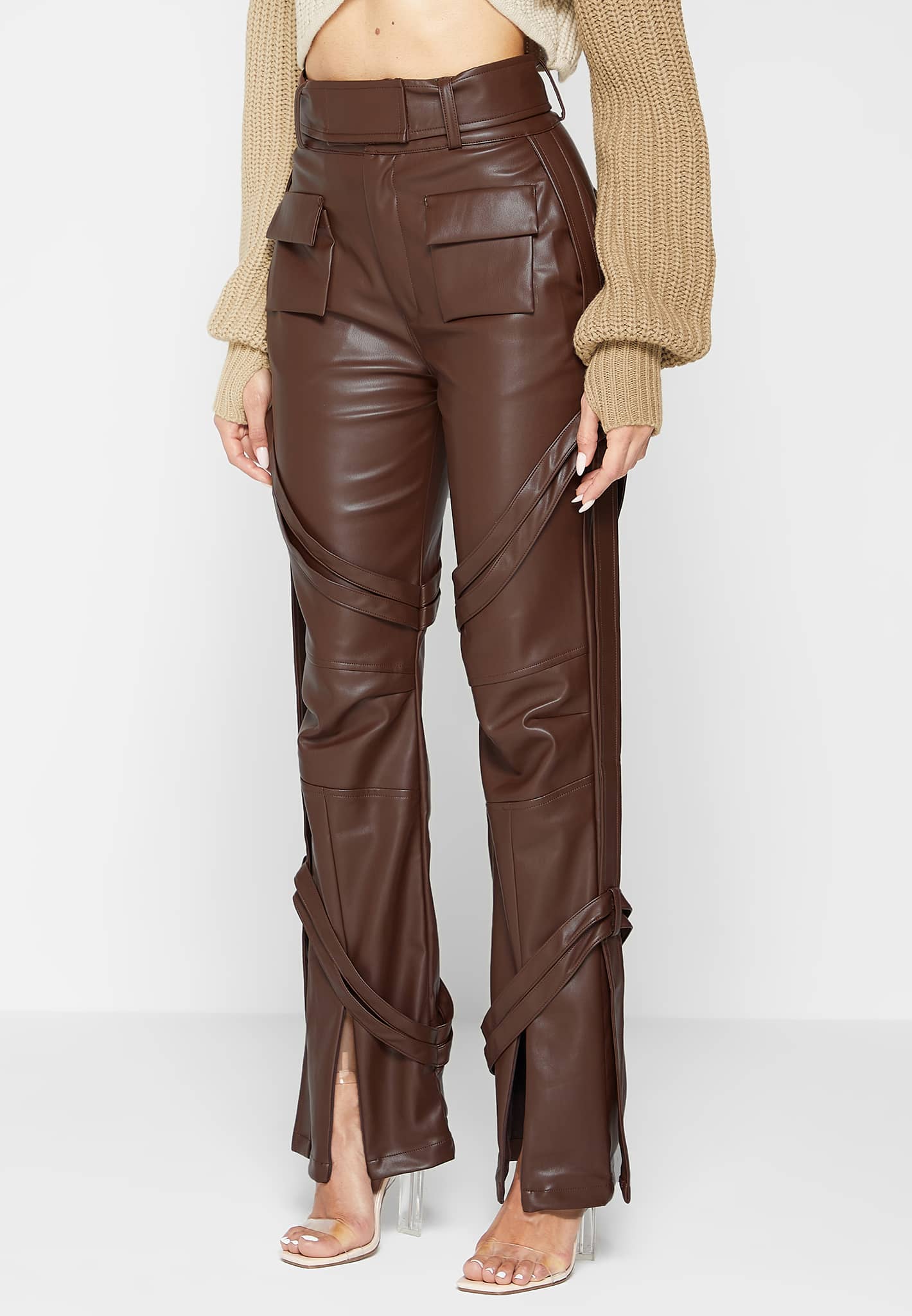 vegan-leather-carpenter-cargo-trousers-brown