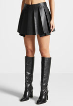 vegan-leather-pleated-skort-black