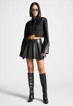 vegan-leather-pleated-skort-black