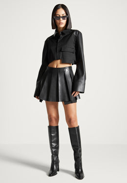 juliette-leather-pleated-skort-black
