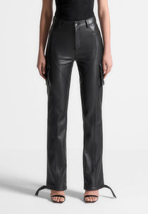 Leather Biker Pants - Black