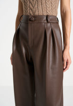 pebbled-leather-pleated-stacked-trousers-brown