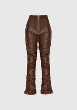 tacked-vegan-leather-flared-trousers-chocolate-brown