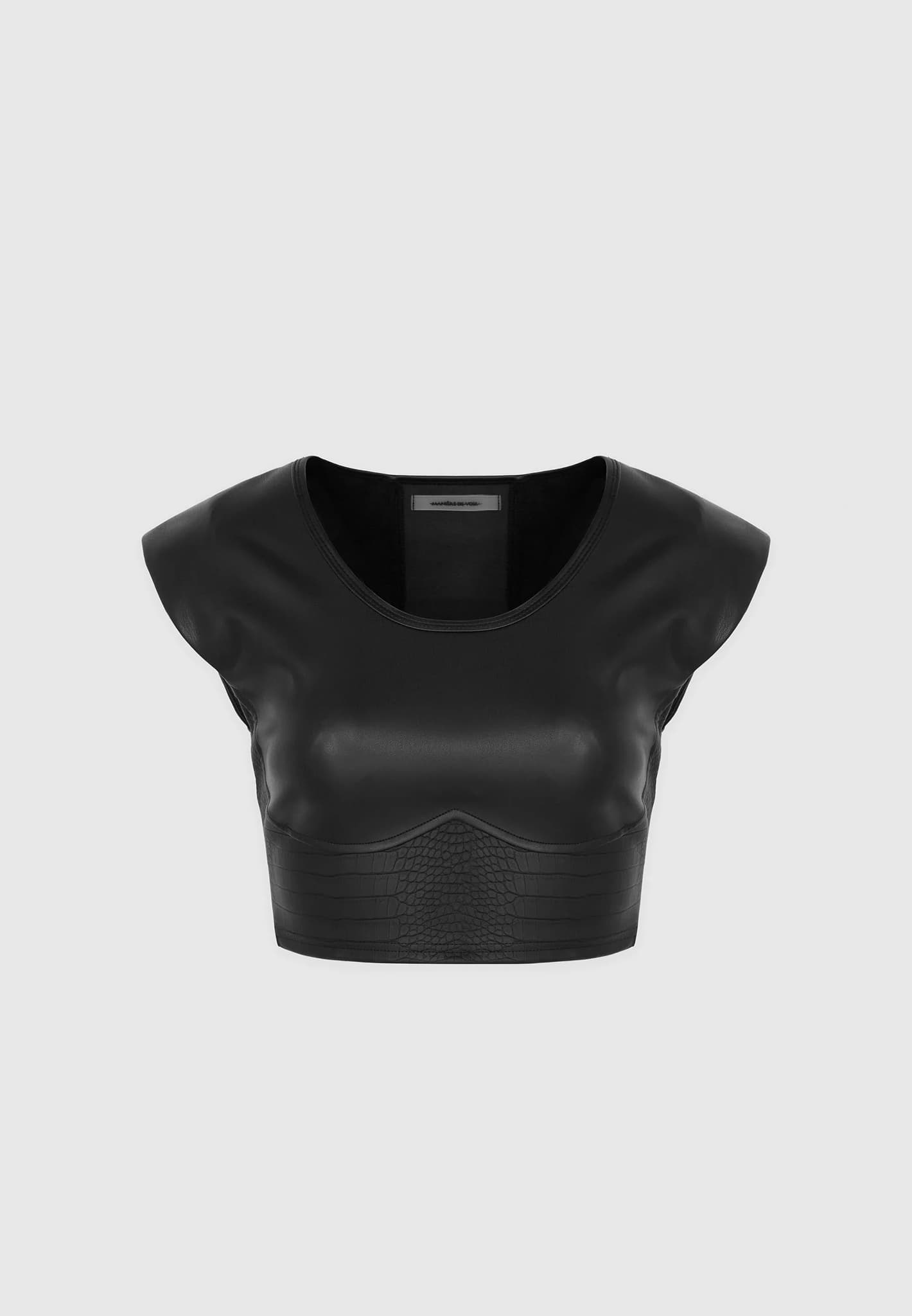 wide-shoulder-croc-embossed-crop-top-black