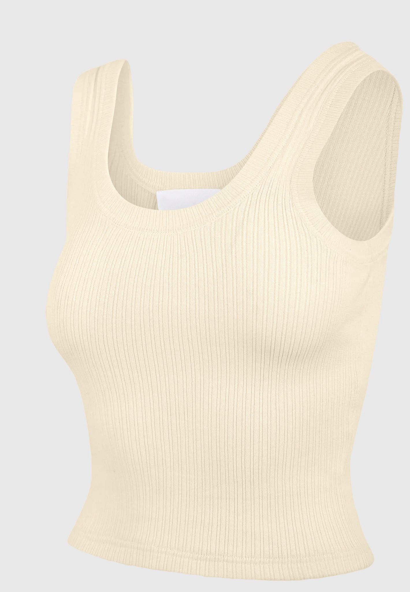 VS001 - Scoop Neck Ribbed Cotton Tank Top - Pale Yellow