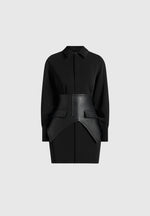 Keira - Corset Overlay Shirt Mini Dress - Black
