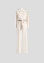Ruby - Linen Belted Cargo-Pocket Jumpsuit - Natural