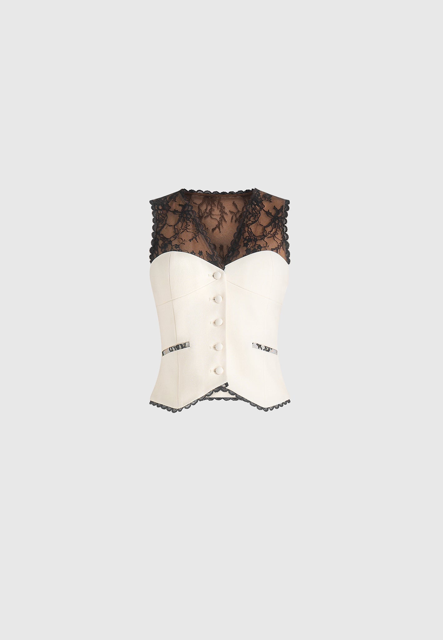 Veronica - Lace Tailored Corset Suit Vest - White