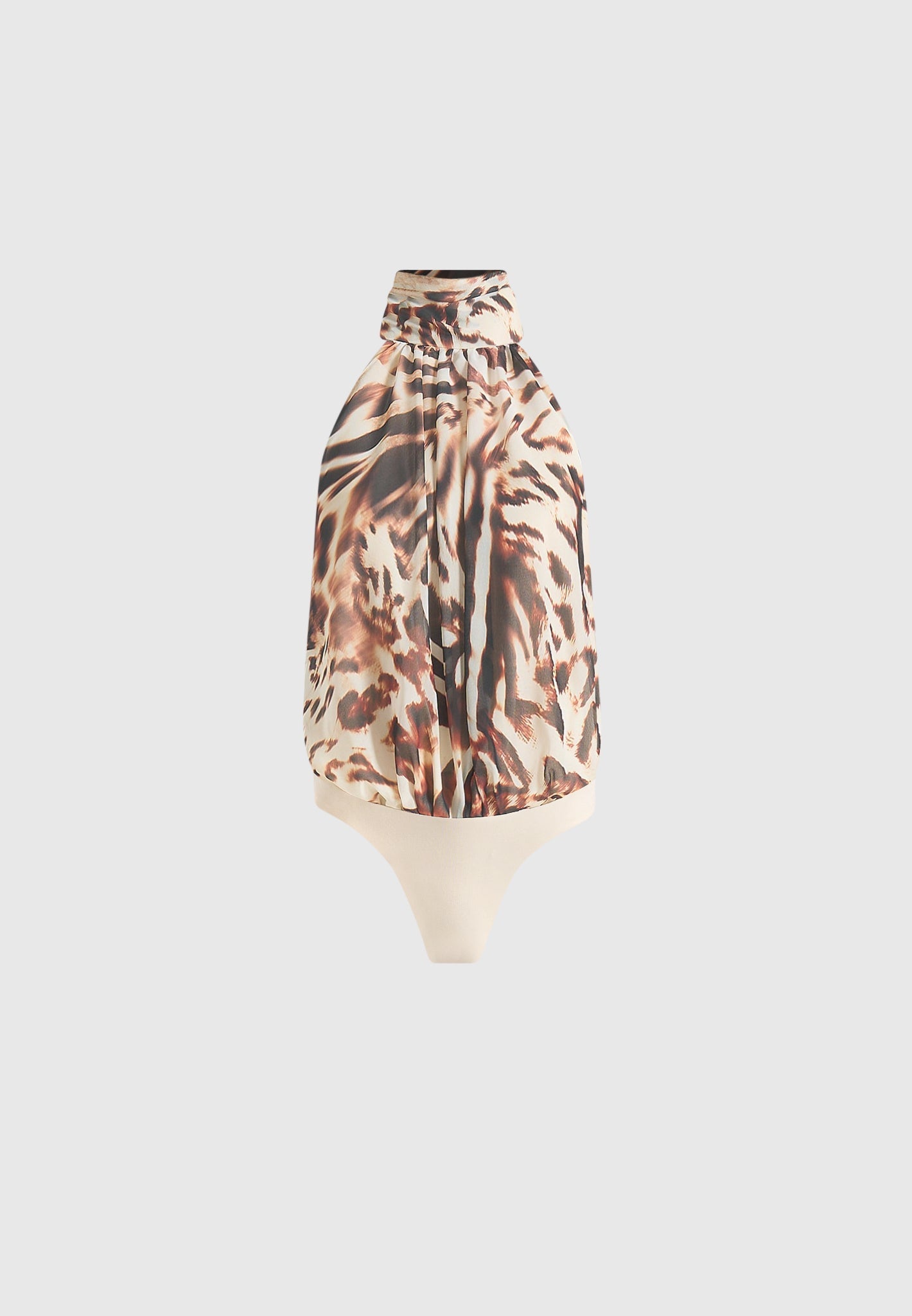 Phoebe - Animal Blouson Tie-Neck Open Back Bodysuit - Multi