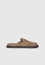 Sidney - Women's Suede Loafer Mule - Taupe